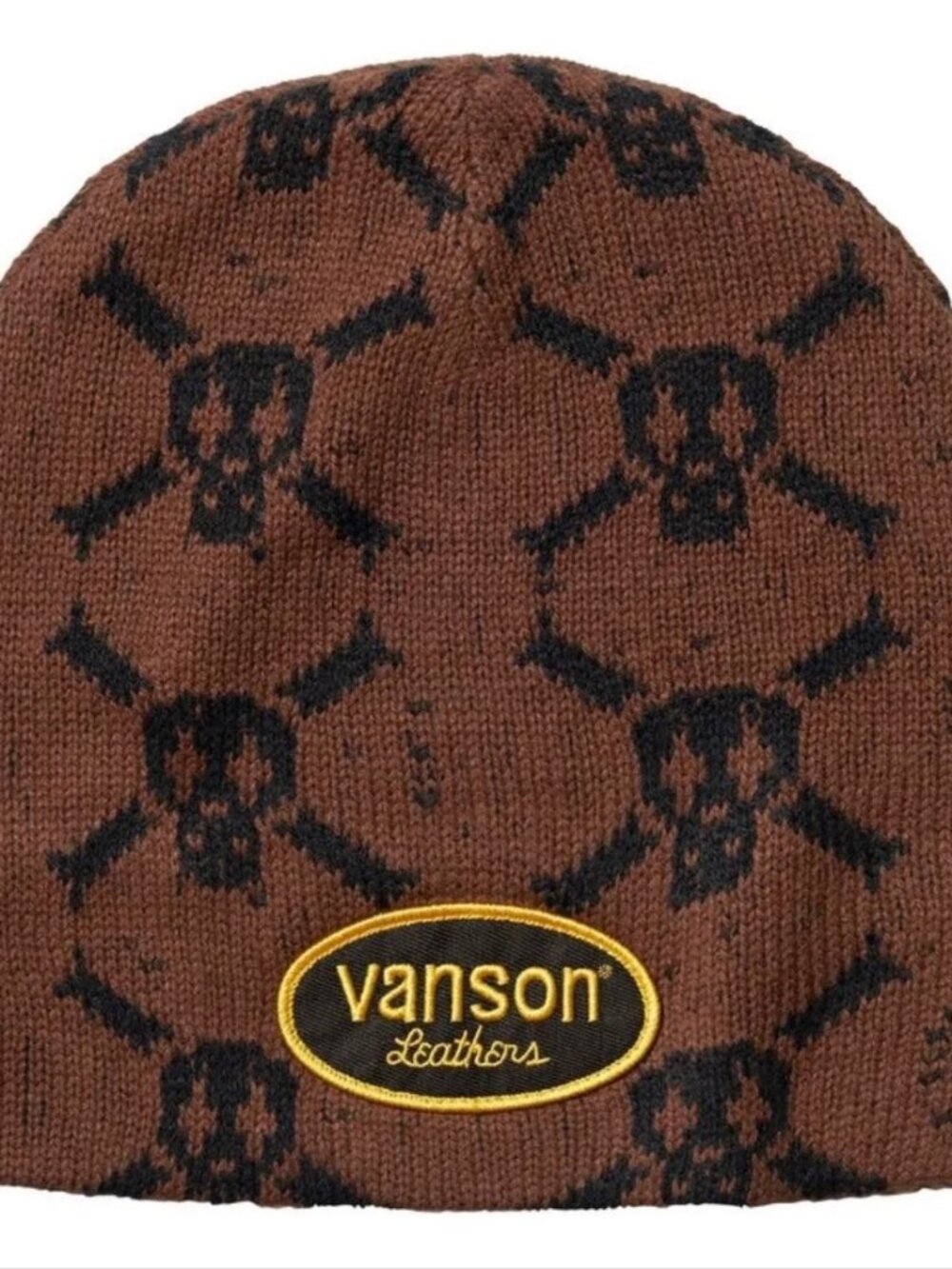 NWT Supreme Vanson Leathers Skull Beanie - Brown